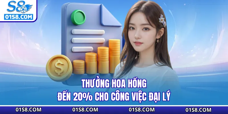 Thưởng hoa hồng đến 20% cho công việc đại lý